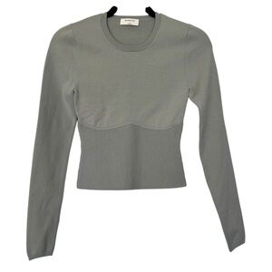 Aritzia Babaton Slim Fit Ribbed Long Sleeve Top Muted Greent